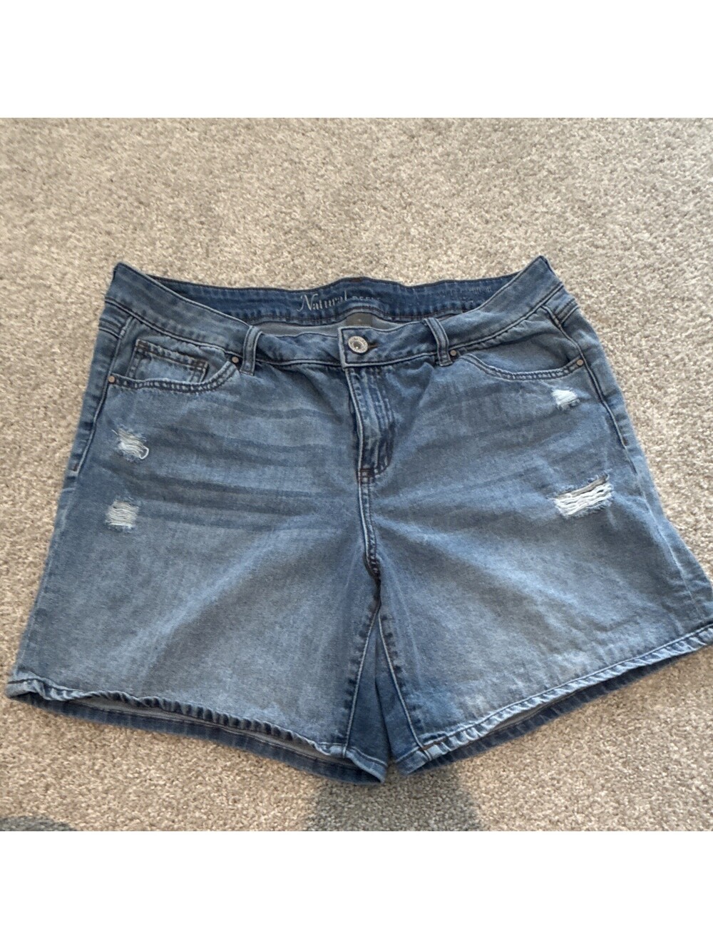 Natural Reflections Blue Denim Boyfriend Shorts Women's 16 7in Inseam Mid Rise